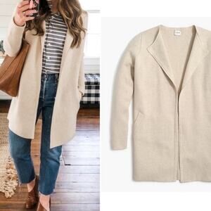 J. Crew Vanessa Sweater Jacket Cardigan Women XS Beige Pockets Open Front Cotton